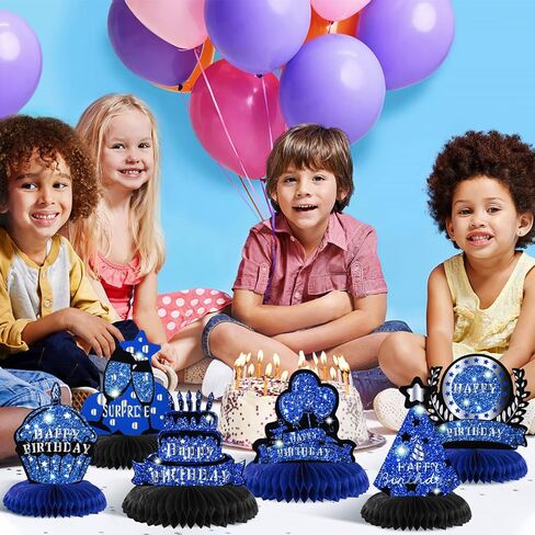 8 قطع من ديكورات الحفلات باللون الأزرق الداكن للرجال باللون الأزرق والفضي والأسود لقطع مركزية على شكل قرص العسل باللون الأزرق والفضي والأسود لعيد الميلاد وديكورات طاولة على شكل قرص العسل للرجال والنساء ومستلزمات حفلات أعياد الميلاد in Kuwait