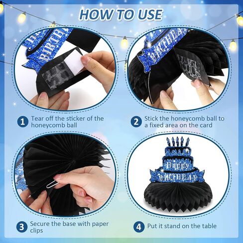 8 قطع من ديكورات الحفلات باللون الأزرق الداكن للرجال باللون الأزرق والفضي والأسود لقطع مركزية على شكل قرص العسل باللون الأزرق والفضي والأسود لعيد الميلاد وديكورات طاولة على شكل قرص العسل للرجال والنساء ومستلزمات حفلات أعياد الميلاد in Kuwait