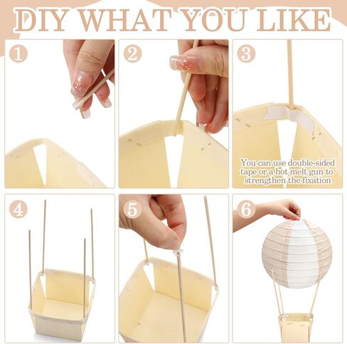 12 مجموعة من قطع مركزية منطاد الهواء الساخن لاستحمام الطفل مع فوانيس ورقية كبيرة مقاس 10 بوصة، وصناديق التوت الخشبية والعصي لحفلات الزفاف وأعياد الميلاد كهدايا تظهر الجنس لتزيين الطاولة in Kuwait