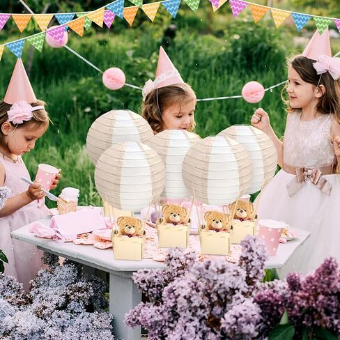 12 مجموعة من قطع مركزية منطاد الهواء الساخن لاستحمام الطفل مع فوانيس ورقية كبيرة مقاس 10 بوصة، وصناديق التوت الخشبية والعصي لحفلات الزفاف وأعياد الميلاد كهدايا تظهر الجنس لتزيين الطاولة in Kuwait