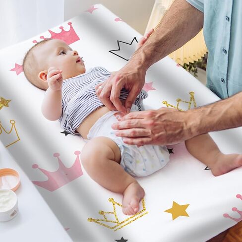 غطاء وسادة تغيير الحفاضات المقاوم للماء للأطفال الأولاد والبنات، ملاءات طاولة تغيير الحفاضات المحمولة/الصغيرة الناعمة المصنوعة من الألياف الدقيقة (زهرة وردية) in Kuwait