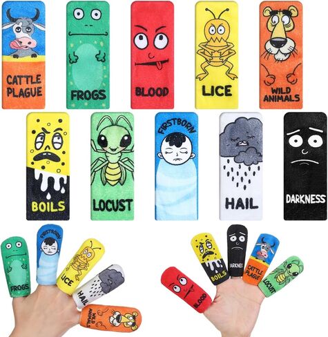 10 Pcs Passover Plagues Finger Puppets for Kids Plush Passover Kids Toy 10 Plagues of Egypt Kids Toys Passover Gifts for Pesach Seder Education Story Time Party Favors in Saudi Arabia
