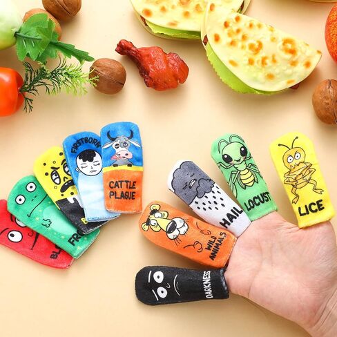 10 Pcs Passover Plagues Finger Puppets for Kids Plush Passover Kids Toy 10 Plagues of Egypt Kids Toys Passover Gifts for Pesach Seder Education Story Time Party Favors in Saudi Arabia