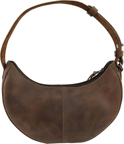 Heather's, Rounded Purse for Women, Waning Crescent Moon Shape Bag, Handbag, Shoulder Bag, Full Grain Leather, Handmade, Bourbon Brown in Kuwait
