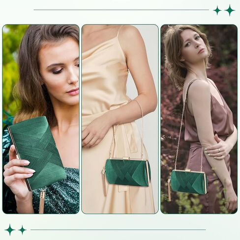 4 Pcs Clutch Purses for Women formal,Green Evening Purse Prom Tassels Purses Shoulder Bag for Wedding Vintage Banquet Handbag Earrings Necklace Bracelet Jewelry Set in Saudi Arabia