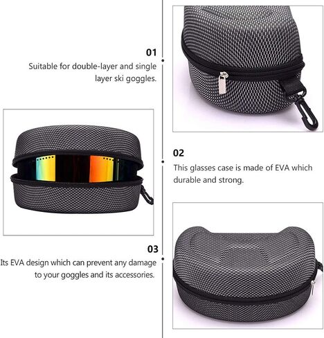 BESPORTBLE Ski Accessories 2pcs Cycling Eyewear Case Ski Goggles Box Shockproof Sunglasses Case with Zipper in Saudi Arabia