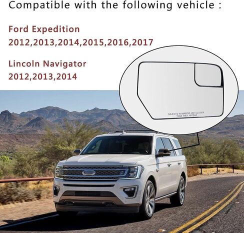 Left Driver Side Heated Mirror Glass Replacement For 2012-2017 Ford Expedition 2012-2014 Lincoln Navigator - for Ford Expedition Side Mirror With Rear Holder - Replace CL1Z17K707C CL1Z17K707D in Saudi Arabia