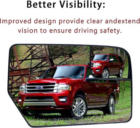 Left Driver Side Heated Mirror Glass Replacement For 2012-2017 Ford Expedition 2012-2014 Lincoln Navigator - for Ford Expedition Side Mirror With Rear Holder - Replace CL1Z17K707C CL1Z17K707D in Saudi Arabia