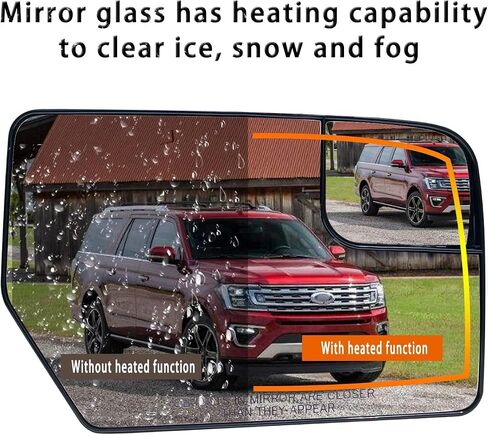 Left Driver Side Heated Mirror Glass Replacement For 2012-2017 Ford Expedition 2012-2014 Lincoln Navigator - for Ford Expedition Side Mirror With Rear Holder - Replace CL1Z17K707C CL1Z17K707D in Saudi Arabia