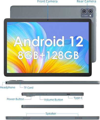 جهاز لوحي مقاس 10 بوصات، ذاكرة وصول عشوائي DDR4 سعة 128 جيجابايت، معالج ثماني النواة MT8183، شاشة IPS FHD بدقة 1920 * 1200، أجهزة لوحية تعمل بنظام Android مع كاميرا مزدوجة 13 + 5 ميجابكسل، مكبرات صوت مزدوجة، Bluetooth5.0، بطارية 6000 مللي أمبير في الساعة، in Kuwait