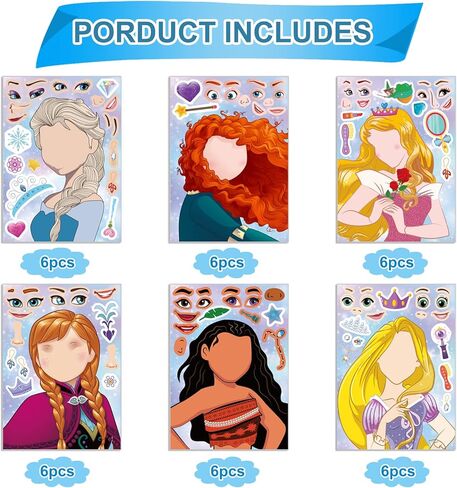 36Pcs Make Your Own Princess Toys Stickers Sheet,Princess Birthday Party Favors for Princess Birthday Party Supplies in Kuwait