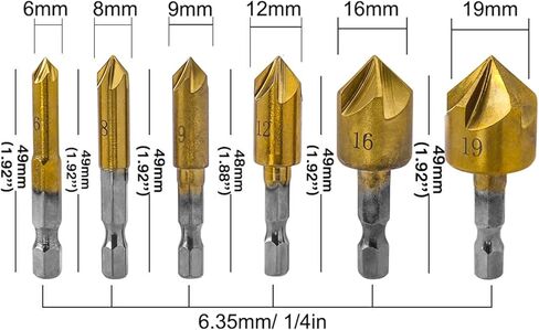 6 قطعة 1/4 "مجموعة لقمة مثقاب 5 مزمار 82 درجة مركز غاطسة بت للخشب التغيير السريع بت 6 مللي متر-19 مللي متر in Kuwait