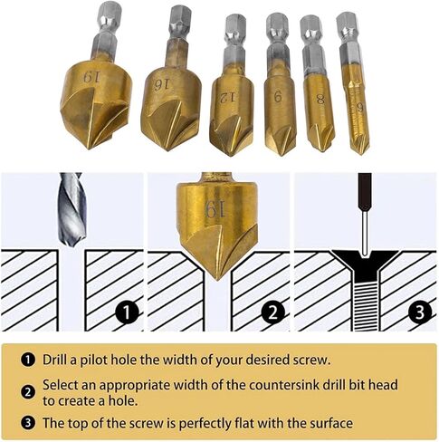 6 قطعة 1/4 "مجموعة لقمة مثقاب 5 مزمار 82 درجة مركز غاطسة بت للخشب التغيير السريع بت 6 مللي متر-19 مللي متر in Kuwait