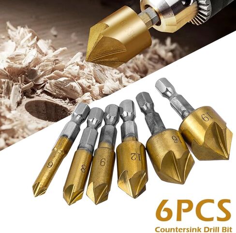 6 قطعة 1/4 "مجموعة لقمة مثقاب 5 مزمار 82 درجة مركز غاطسة بت للخشب التغيير السريع بت 6 مللي متر-19 مللي متر in Kuwait