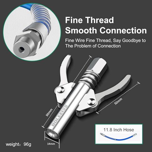 قارنة الشحوم ذات القفل القوي 12000 رطل لكل بوصة مربعة، قارنة الشحوم سريعة الإصدار مع خرطوم مرن زنبركي 12 بوصة، متوافقة مع جميع مسدسات الشحوم 1/8 بوصة NPT تركيبات مسدس الشحوم in Kuwait