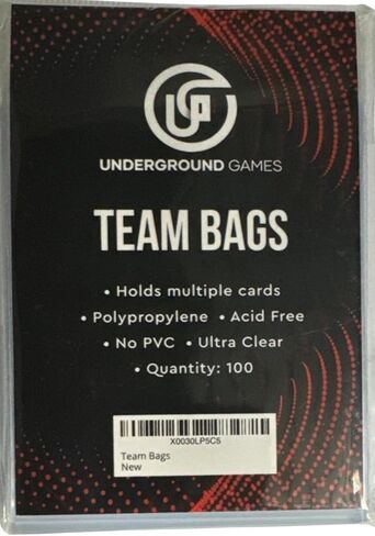 حقائب فريق Underground Games (100 عبوة) - بولي بروبيلين فائق الوضوح، خالية من الأحماض، خالية من كلوريد الفينيل - تحمل أكثر من 50 بطاقة تداول لكل منها in Saudi Arabia