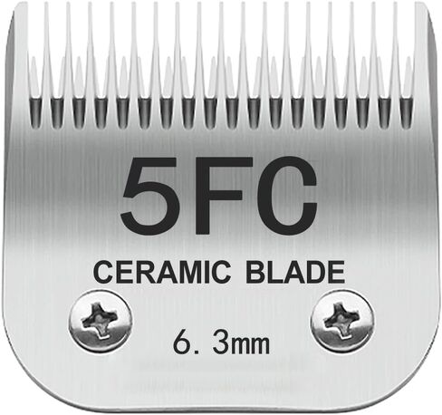 5FC Pet Dog Grooming Detachable Blades, Compatible with Andis Size-5FC Cut Length 1/4"(6.3mm), Most A5,KM Series Clippers,Made of Ceramic Blade & Stainless Steel Blade(Silver) in Saudi Arabia