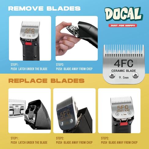 5FC Pet Dog Grooming Detachable Blades, Compatible with Andis Size-5FC Cut Length 1/4"(6.3mm), Most A5,KM Series Clippers,Made of Ceramic Blade & Stainless Steel Blade(Silver) in Saudi Arabia