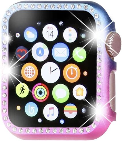 متوافق مع حافظة ساعة Apple مقاس 44 مم، غطاء حماية للوحة iWatch Face Bling Crystal Diamonds متوافق مع Apple Watch Series 6/5/4/SE 44 مم (أسود ماسي) in Saudi Arabia