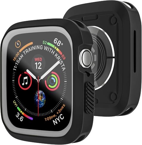 D & K Exclusives Compatible with Apple Watch 45mm Case, Shockproof Bumper Case Durable Protective Flexible iWatch Series 9 8 7 Cover for Women Men Kids GPS Smartwatch, Black, Grey in Saudi Arabia