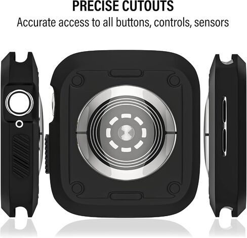 D & K Exclusives Compatible with Apple Watch 45mm Case, Shockproof Bumper Case Durable Protective Flexible iWatch Series 9 8 7 Cover for Women Men Kids GPS Smartwatch, Black, Grey in Saudi Arabia