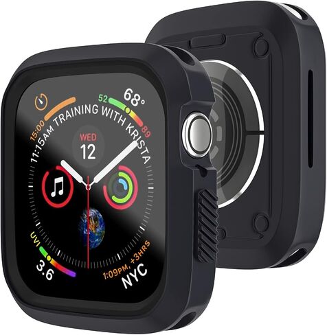D & K Exclusives Compatible with Apple Watch 45mm Case, Shockproof Bumper Case Durable Protective Flexible iWatch Series 9 8 7 Cover for Women Men Kids GPS Smartwatch, Black, Grey in Saudi Arabia