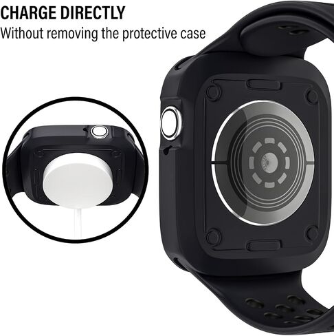 D & K Exclusives Compatible with Apple Watch 45mm Case, Shockproof Bumper Case Durable Protective Flexible iWatch Series 9 8 7 Cover for Women Men Kids GPS Smartwatch, Black, Grey in Saudi Arabia