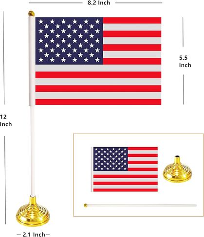 أعلام مكتب 100 دولة، علم مكتب الطاولة الدولي، علم طاولة صغير صغير فاخر مع عمود أبيض، قاعدة ذهبية، علم سطح مكتب مصغر للاحتفال بأحداث المهرجان (قطب أبيض) in Kuwait