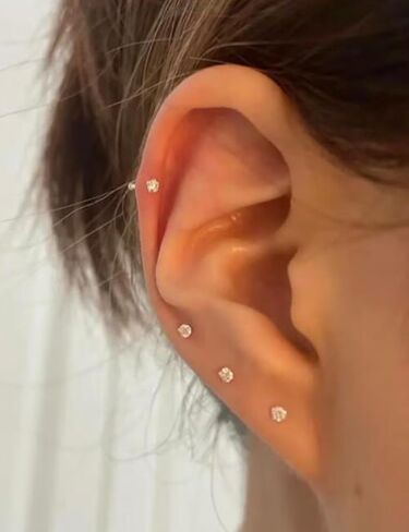 Ocptiy 20G 18G 16G Push in Theadless Nose Rings Studs Hypoallergenic Lip Labret Jewelry Flat Back Nose Stud Stainless Steel Cartilage Helix Tragus Earrings for Women Men 6mm 7mm 8mm Bars Diamond 3mm in Kuwait