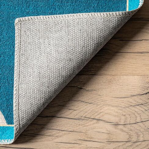 nuLOOM Zita Neighborhood Machine Washable Kids Ultra Thin Area Rug, 4' x 6', Blue Multi in Saudi Arabia