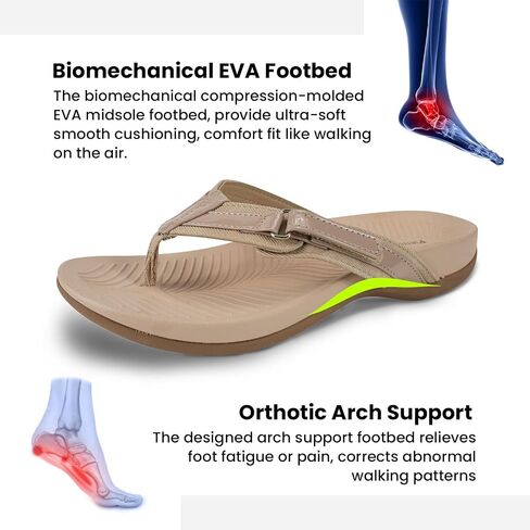 Pierre Dumas Womens Bedrock-1 Orthotic Flip Flops Arch Support Sandals, Supportive Orthopedic Toe-Post Comfort for Women in Saudi Arabia