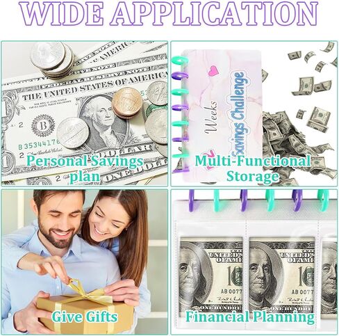 Savings Binder 52 Week Savings Challenge,2024 Reusable Budget Book with Cash Envelopes, Frosted Cover Money Organizer for Cash, Money Binder for Saving(Purple) in Saudi Arabia