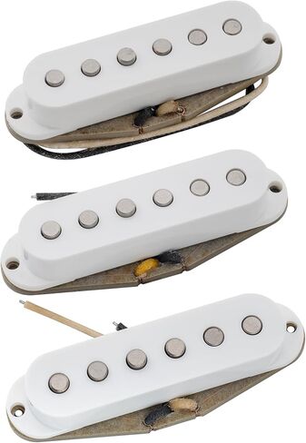 The Revival Pickups RPS2 Gray Bottom Blues Vintage Alnico 5 Strat Pickups مجموعة التقاط واحدة برقبة ملفوفة وجسر متوسط ​​للجيتار الكهربائي على طراز ستراتوكاستر، أبيض in Saudi Arabia