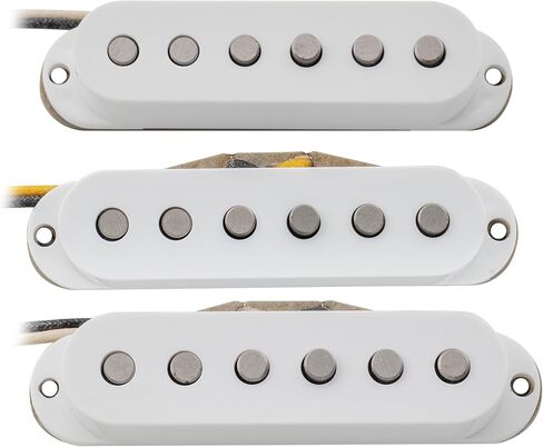 The Revival Pickups RPS2 Gray Bottom Blues Vintage Alnico 5 Strat Pickups مجموعة التقاط واحدة برقبة ملفوفة وجسر متوسط ​​للجيتار الكهربائي على طراز ستراتوكاستر، أبيض in Saudi Arabia