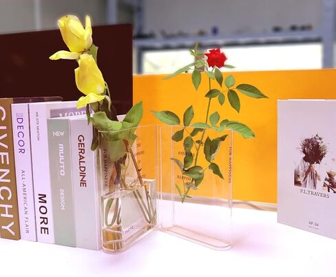 مزهرية كتاب للزهور، مزهرية على شكل كتاب بنكهة فنية وثقافية، مزهرية أكريليك شفافة مزخرفة فريدة لغرفة المعيشة، طاولة الطعام، المدخل، الرف، المكتب (لون شفاف) in Kuwait