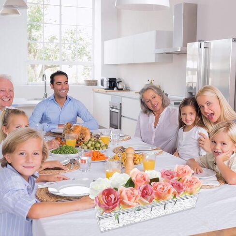 مزهرية زهرة أكريليك، مزهرية زهرة أكريليك شفافة مستطيلة طويلة بطول 11.8 بوصة، قطعة مركزية لطاولة الطعام مزخرفة بطبقة منخفضة من الأكريليك الحديث لديكور المنزل في حفل الزفاف (3#، 11.8 بوصة) in Kuwait