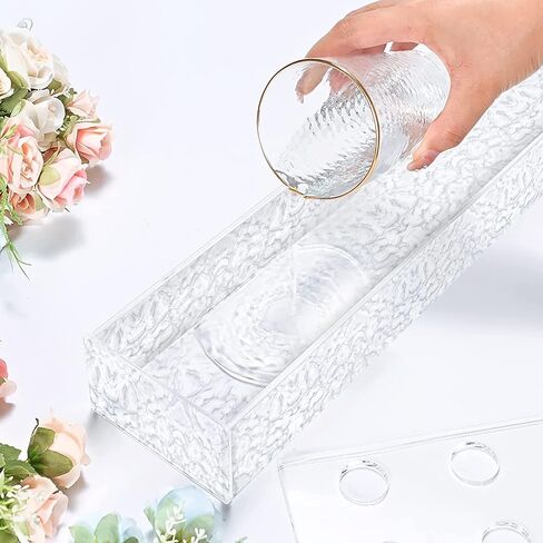 مزهرية زهرة أكريليك، مزهرية زهرة أكريليك شفافة مستطيلة طويلة بطول 11.8 بوصة، قطعة مركزية لطاولة الطعام مزخرفة بطبقة منخفضة من الأكريليك الحديث لديكور المنزل في حفل الزفاف (3#، 11.8 بوصة) in Kuwait