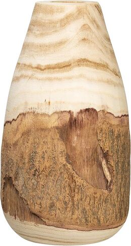 Creative Co-Op 13" H Carved Paulownia Wood Live Edge (Each one Will Vary) Vase, 12.5", Brown in Saudi Arabia