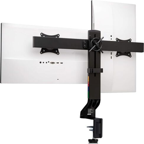 Kensington Dual Monitor Mount for Desk, C-clamp Vesa Monitor Stand Fits 2 Ultrawide Monitors Up to 27 Inches, Low Profile Monitor Stand, Height Adjustable Rotating Free Standing Monitor Arm, Black in Saudi Arabia