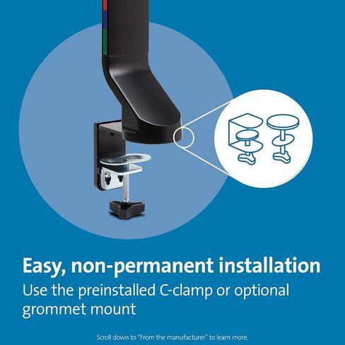Kensington Dual Monitor Mount for Desk, C-clamp Vesa Monitor Stand Fits 2 Ultrawide Monitors Up to 27 Inches, Low Profile Monitor Stand, Height Adjustable Rotating Free Standing Monitor Arm, Black in Saudi Arabia