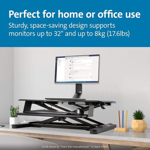Kensington Dual Monitor Mount for Desk, C-clamp Vesa Monitor Stand Fits 2 Ultrawide Monitors Up to 27 Inches, Low Profile Monitor Stand, Height Adjustable Rotating Free Standing Monitor Arm, Black in Saudi Arabia