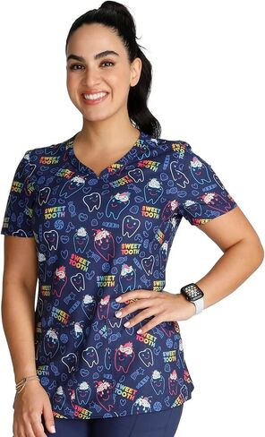 Cherokee Prints Women Scrubs Top V-Neck Print CK678 in Saudi Arabia