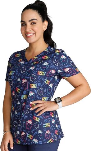Cherokee Prints Women Scrubs Top V-Neck Print CK678 in Saudi Arabia