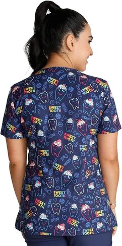 Cherokee Prints Women Scrubs Top V-Neck Print CK678 in Saudi Arabia