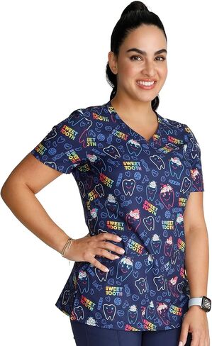 Cherokee Prints Women Scrubs Top V-Neck Print CK678 in Saudi Arabia