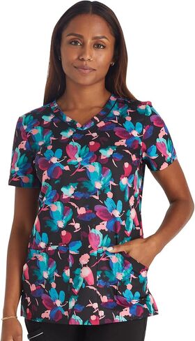 Cherokee Prints Women Scrubs Top V-Neck Print CK678 in Saudi Arabia