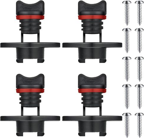 Zhanmai 4 Pieces Nylon Kayak Drain Plugs Black Hull Thread Boat Drain Plugs with 8 Pieces Matching Screws for Kayak Dinghy Canoe Boat in Saudi Arabia