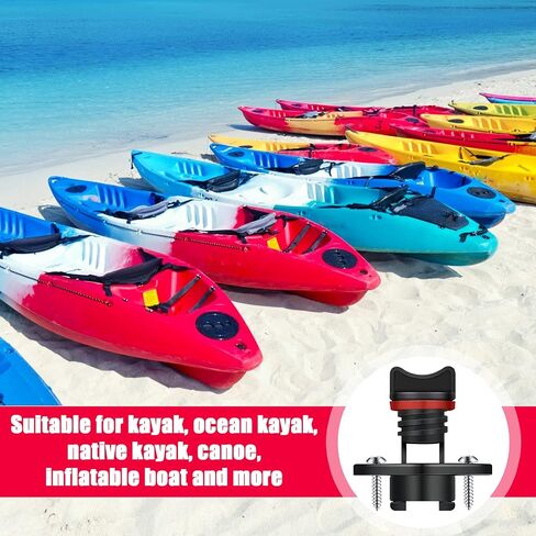 Zhanmai 4 Pieces Nylon Kayak Drain Plugs Black Hull Thread Boat Drain Plugs with 8 Pieces Matching Screws for Kayak Dinghy Canoe Boat in Saudi Arabia