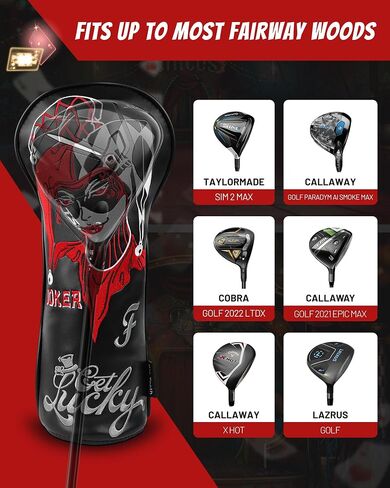 Golf Headcovers Golf Club Head Covers Lady Luck Style Premium Leather Driver Fairway(FW) Wood Hybrid(UT) with Number Tags in Saudi Arabia