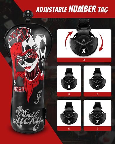 Golf Headcovers Golf Club Head Covers Lady Luck Style Premium Leather Driver Fairway(FW) Wood Hybrid(UT) with Number Tags in Saudi Arabia